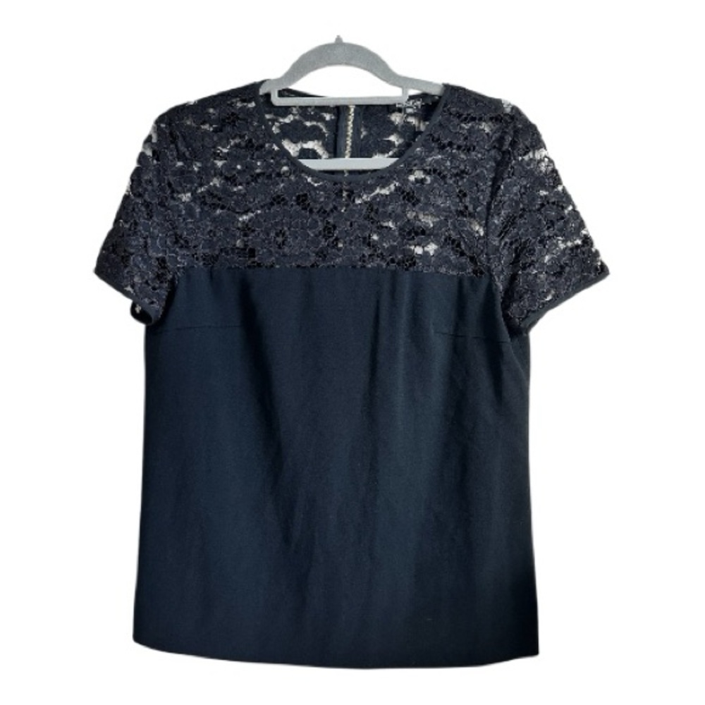 DKNY Black Lace Short Sleeve Blouse sz M